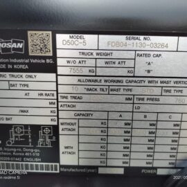 nameplate doosan forklift